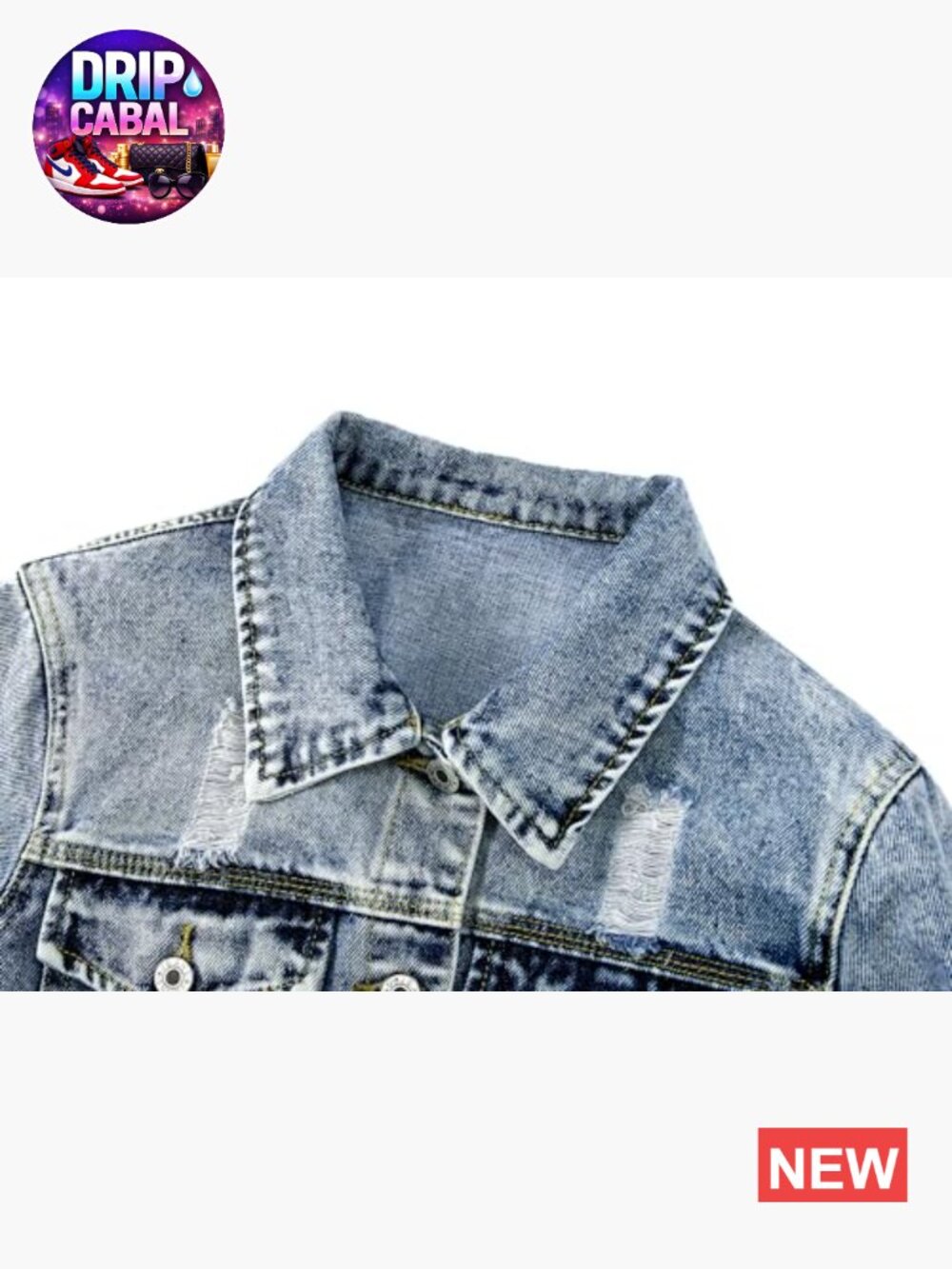 Distressed Ripped Long Sleeve Denim Jacket Button Up - Picture 3 of 7